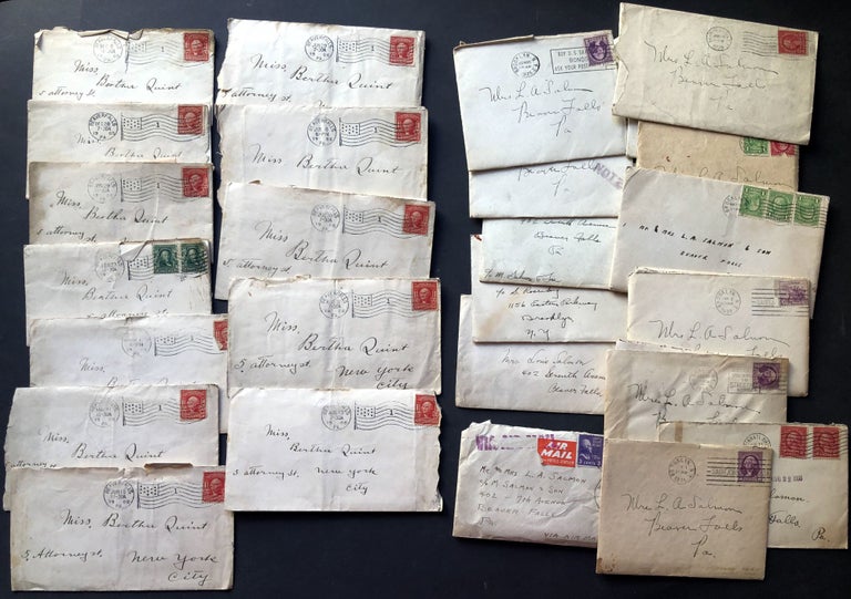 Item #H27660 Group of letters 1905-1906 from Leib Salmon in Beaver Falls PA to his cousin & future wife Bertha Quint in NYC, plus additional family letters from the 1930s-1940s. Leib Salmon, or Leybe.