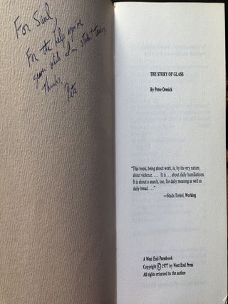 The Story of Glass - inscribed to his supervising teacher while he was a student teacher