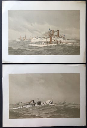 Old Naval Prints, a Scarce and Unusual Collection, 24 Prints in Colors, Depicting 75 Ships (1893)