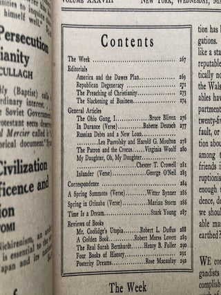The New Republic, May 7, 1924 with Virginia Woolf's "The Patron and the Crocus"