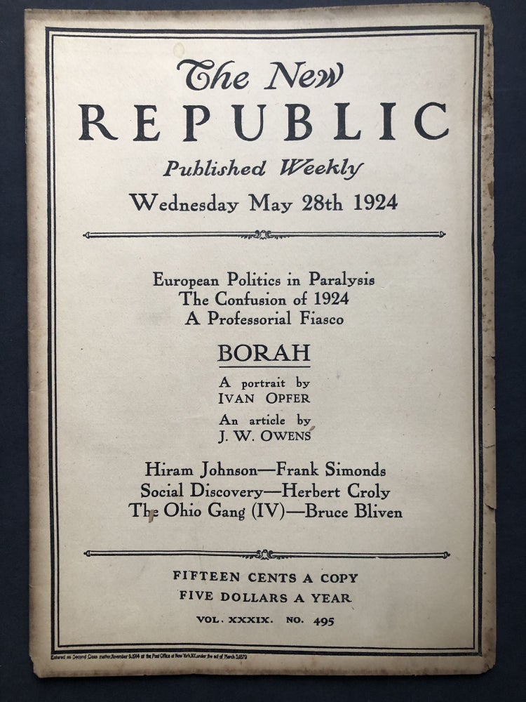 Item #H27724 The New Republic, May 28, 1924, with Edmund Wilson on Eugene O'Neill etc. Edmund Wilson, Clive Bell.