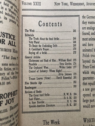 The New Republic, August 4, 1920, containing special section examining NYT reportage of Russia 1917-1920