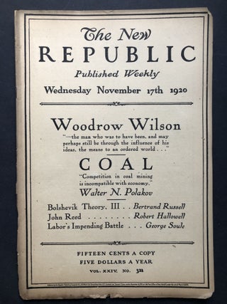 Item #H27763 The New Republic, November 17, 1920. Bertrand Russell, Charles Beard