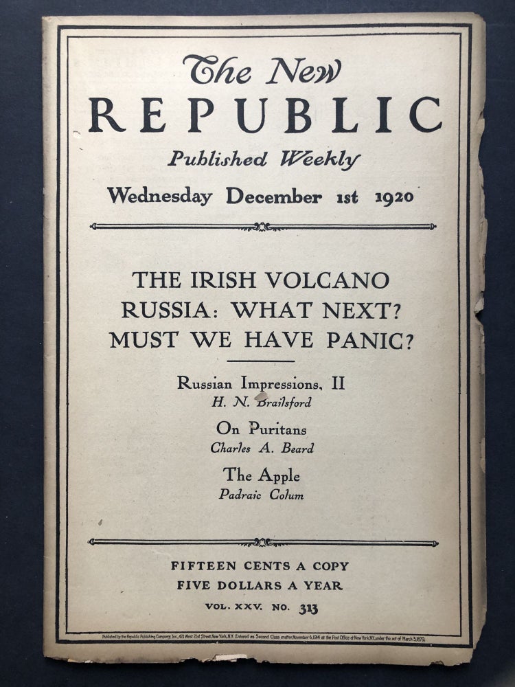 Item #H27765 The New Republic, November 24, 1920. H. N. Brailsford, Padraic Colum, Charles Beard.