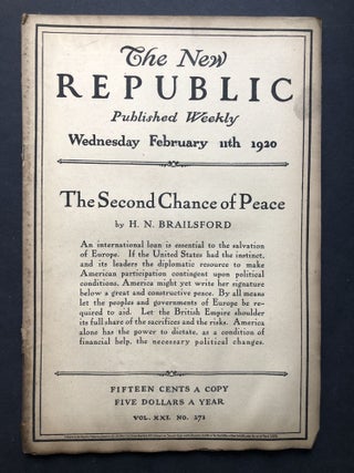 Item #H27768 The New Republic, February 11, 1920. H. N. Brailsford