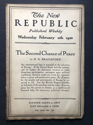 Item #H27768 The New Republic, February 11, 1920. H. N. Brailsford