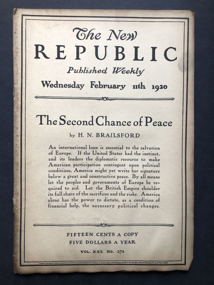 Item #H27768 The New Republic, February 11, 1920. H. N. Brailsford.