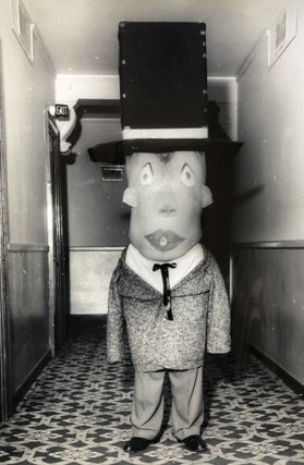 Weird photo of a figure in homemade costume, Cleveland ca. 1960s