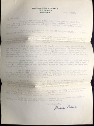 Group of 18 letters plus photos from two breeders of mastiffs in Middleburg Virginia, 1957-1961: dogs, dog shows, breeders...and desegregation!