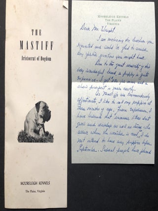 Group of 18 letters plus photos from two breeders of mastiffs in Middleburg Virginia, 1957-1961: dogs, dog shows, breeders...and desegregation!