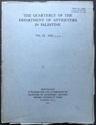 Item #H28054 The Quarterly of the Department of Antiquities in Palestine, Vol. IX, nos. 2, 3, 4...