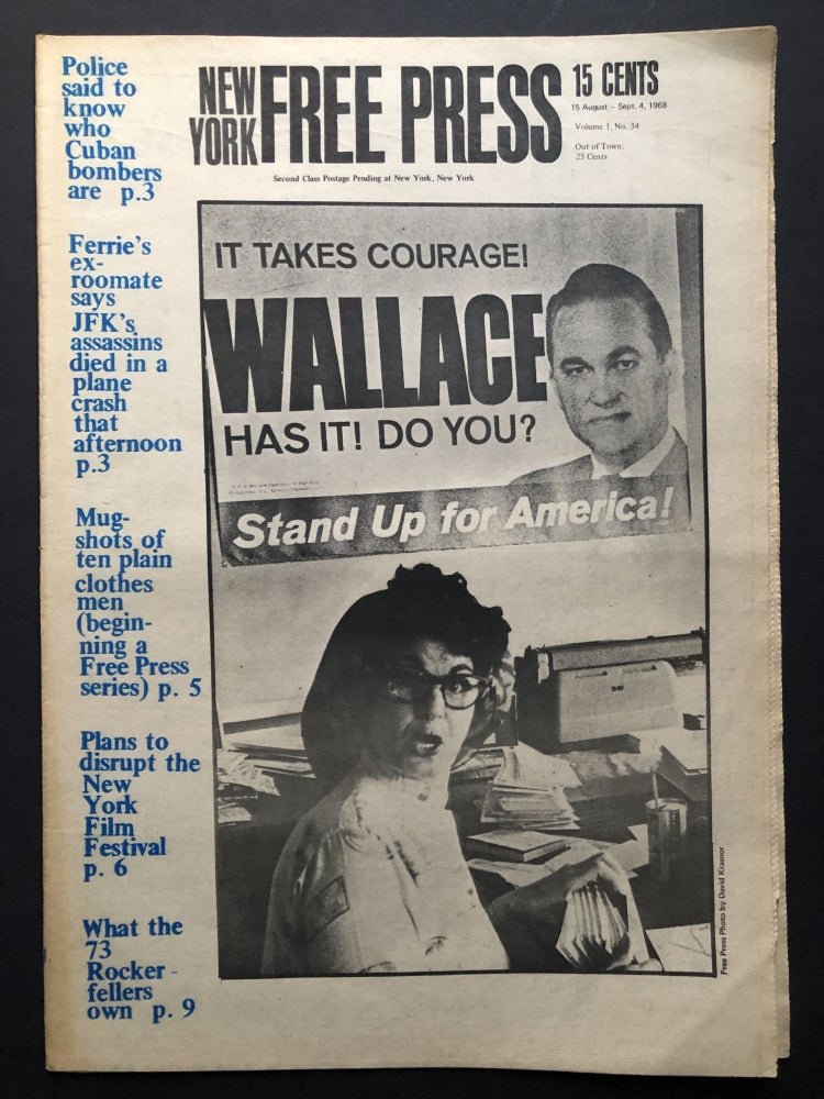 Item #H28163 New York Free Press, Vol. I no. 34, August 15 - September 4, 1968. Underground newspapers.