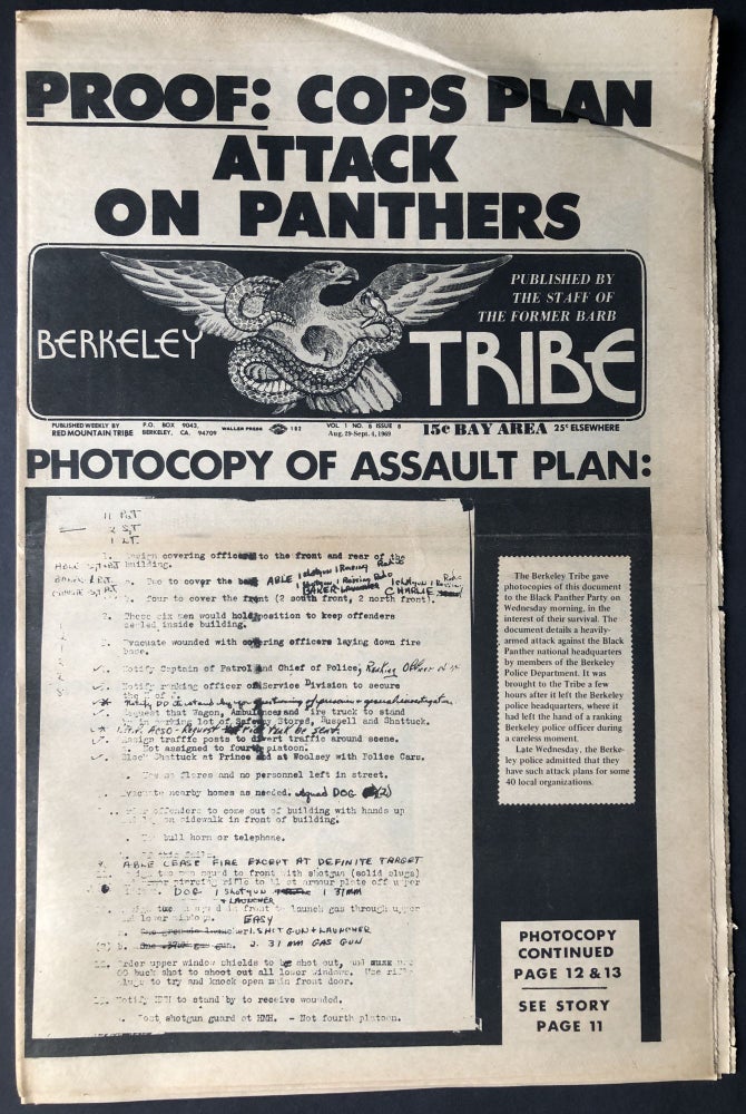 Item #H28188 Berkeley Tribe, Vol. 1 no. 8, August 29 - September 4, 1969. Diane di Prima Bobby Seale.