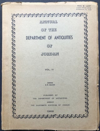 Item #H28197 Annual of the Department of Antiquities of Jordan, Vol. XI, 1966. R. W. Dajani, ed