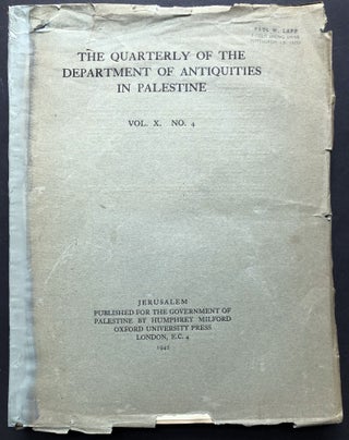 Item #H28200 The Quarterly of the Department of Antiquities in Palestine, Vol. X no. 4, 1942. D....