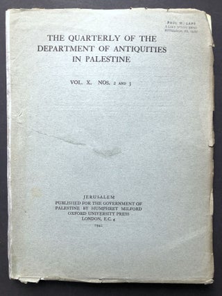 Item #H28202 The Quarterly of the Department of Antiquities in Palestine, Vol. X no. 2 & 3, 1942....