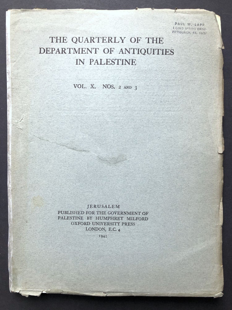 Item #H28202 The Quarterly of the Department of Antiquities in Palestine, Vol. X no. 2 & 3, 1942. J. H. Iliffe J. Ory, M. Avi-Yonah, D. C. Baramki.