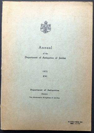 Item #H28205 Annual of the Department of Antiquities of Jordan, Vol. XVI, 1971. Kathleen M. Kenyon