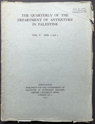 Item #H28209 The Quarterly of the Department of Antiquities in Palestine, Vol. V no. 1 & 2, 1935....