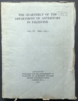 Item #H28210 The Quarterly of the Department of Antiquities in Palestine, Vol. IV no. 1 & 2,...