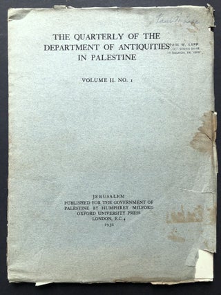 Item #H28211 The Quarterly of the Department of Antiquities in Palestine, Vol. II no. 1, 1932