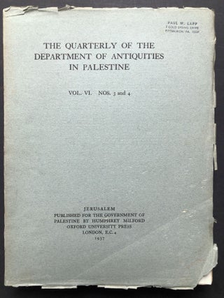 Item #H28224 The Quarterly of the Department of Antiquities in Palestine, Vol. VI nos. 3 & 4,...