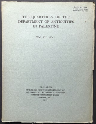 Item #H28249 The Quarterly of the Department of Antiquities in Palestine, Vol. VI no. 2, 1936. E....