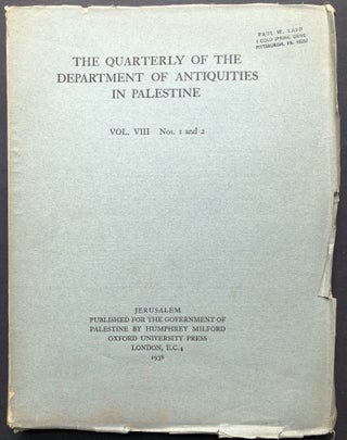 Item #H28268 The Quarterly of the Department of Antiquities in Palestine, Vol. VIII nos. 1 & 2,...
