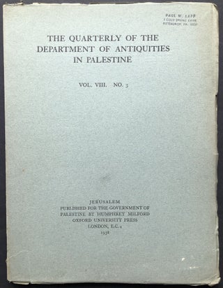 Item #H28269 The Quarterly of the Department of Antiquities in Palestine, Vol. VIII no. 3, 1938....