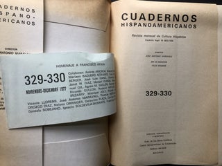 Cuadernos Hispanoamericanos, no. 329-330, Noviembre-Diciembre 1977 -- Homenaje a Ayala, inscribed by him