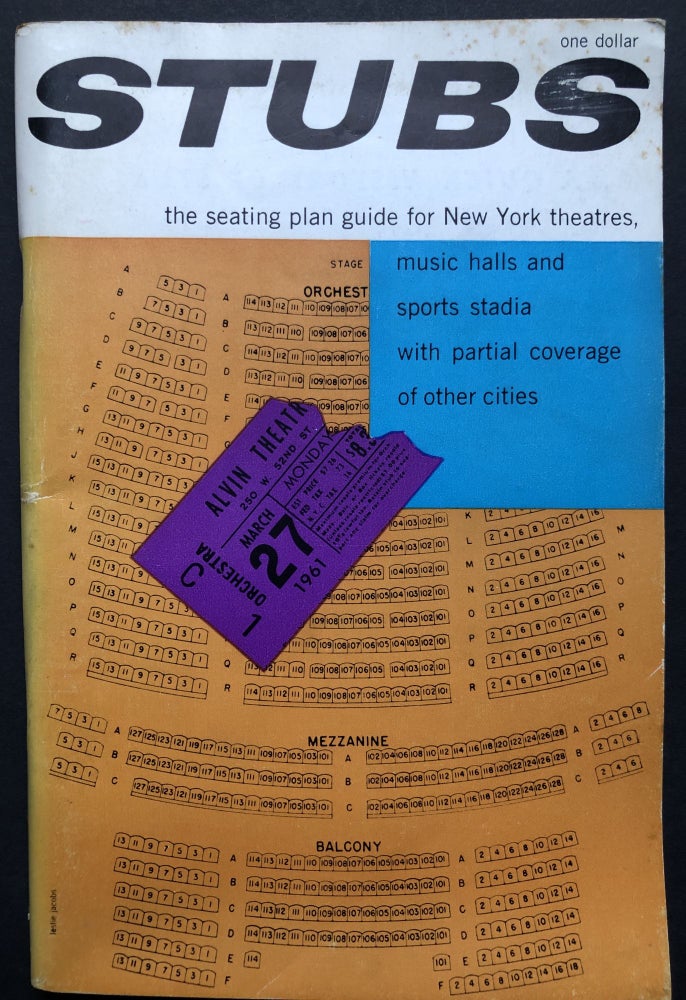 Item #H28533 1960 edition of STUBS, the seating plan guidce for New York theatres, music halls and sports stadia, with partial coverage of other cities