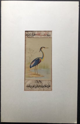 Old miniature of a heron with Arabic writing