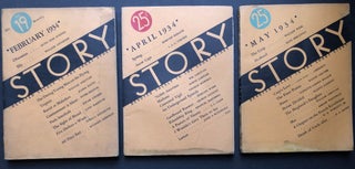 Item #H28587 3 issues of Story Magazine with Saroyan stories, February, April and May 1934,...