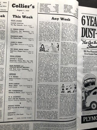 Collier's The National Weekly, August 7, 1937 with Runyon story