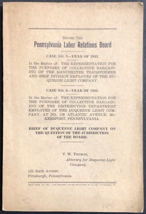 Item #H28737 Brief of Duquesne Light Company on the question of jurisdiction of the Pennsylvania...