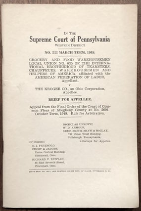 Item #H28792 1949 Brief for Appellee, Grocery and Good Warehousemen Local Union no. 635 v. The...