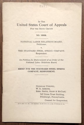 Item #H28800 1949 Brief for the Standard Steel Spring Company in the matter of NLRB v. Standard...