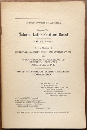 Item #H28803 1946 Brief for National Electric Products Corporation in the matter of NEPC and...
