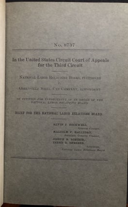 1943-1946 large bound volume of printed briefs, petitions, evidence, etc. for several industrial labor legal disputes in Pittsburgh and western Pennsylvania
