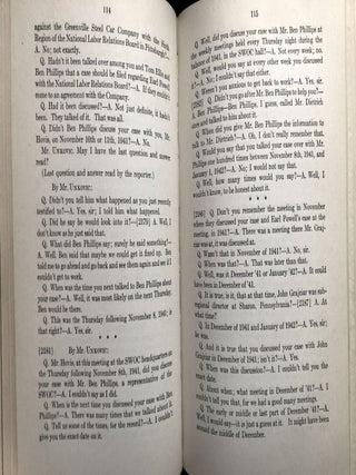 1943-1946 large bound volume of printed briefs, petitions, evidence, etc. for several industrial labor legal disputes in Pittsburgh and western Pennsylvania