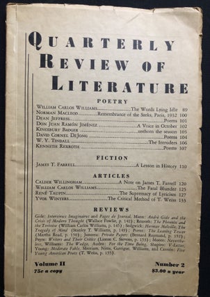 Item #H28841 Quarterly Review of Literature, Vol. II no. 2, 1945. William Carlos Williams,...