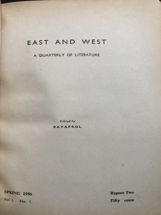 East and West, Vol. I no. 1, Spring 1956