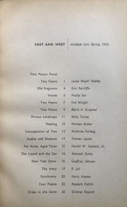 East and West, Vol. I no. 1, Spring 1956