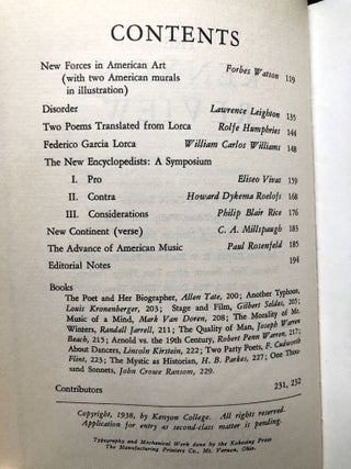 The Kenyon Review, Vol. I no. 2, Spring 1939