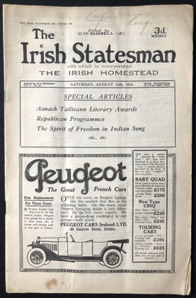 Item #H28864 The Irish Statesman, Vol. II no. 23, August 16, 1924. G. W. Russell, ed, AE