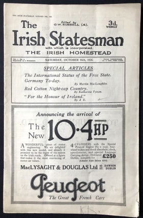 Item #H28865 The Irish Statesman, Vol. 7 no. 6, October 16, 1926. G. W. Russell, ed. Katherine...