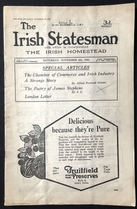Item #H28866 The Irish Statesman, Vol. 7 no. 9, November 6, 1926. G. W. Russell, ed. Alfred...