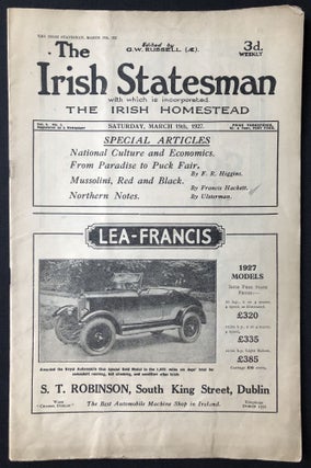 Item #H28868 The Irish Statesman, Vol. 8 no. 2, March 19, 1927. G. W. Russell, ed. Francis...
