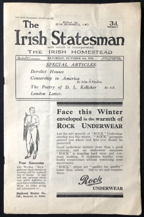 Item #H28876 The Irish Statesman, Vol. 11 no. 5, October 6, 1928. G. W. Russell, ed. Sean O....