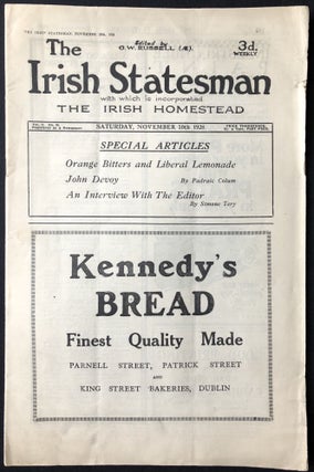 Item #H28878 The Irish Statesman, Vol. 11 no. 10, November 10, 1928. G. W. Russell, ed. Padraic...